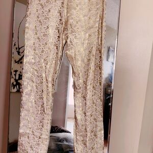 Anya Maj Gold Floral Brocade luxury Piece blouse, and Pants